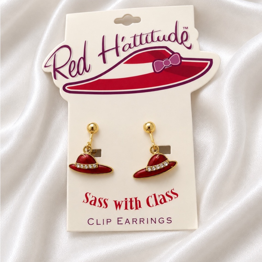 💥🆕💥RED HAT SOCIETY Clip-on Earrings
